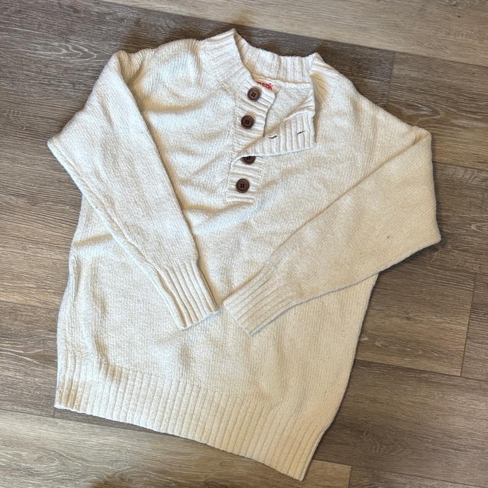 Mazik Cream Knit Pullover, Oversized Thick Knit